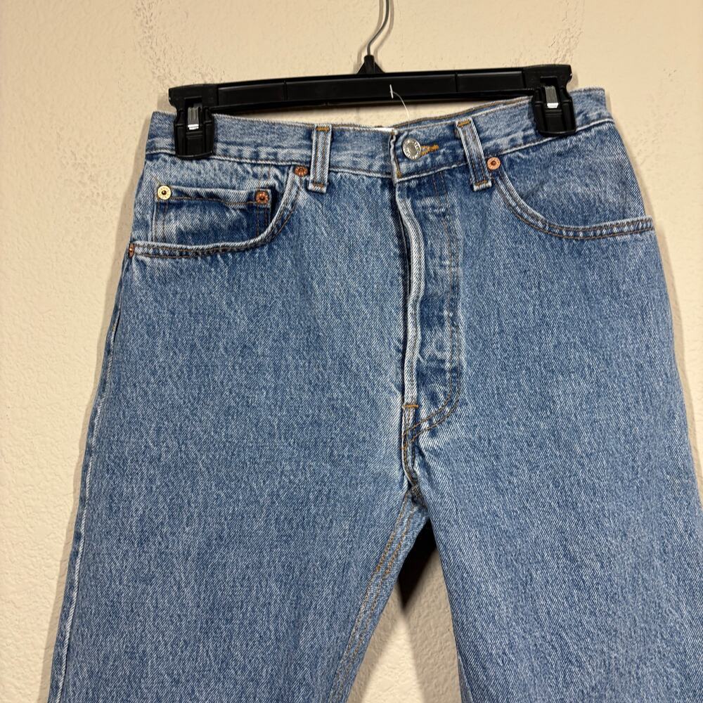 EB Denim Farrah Flare Button Fly Retro Jeans Light Blue Wash Split Hem - Picture 3 of 12